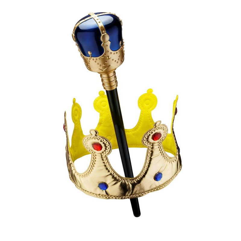 Dress Up America Gold Crown and Scepter – Kings Crown Accessory Set, 1 of 4