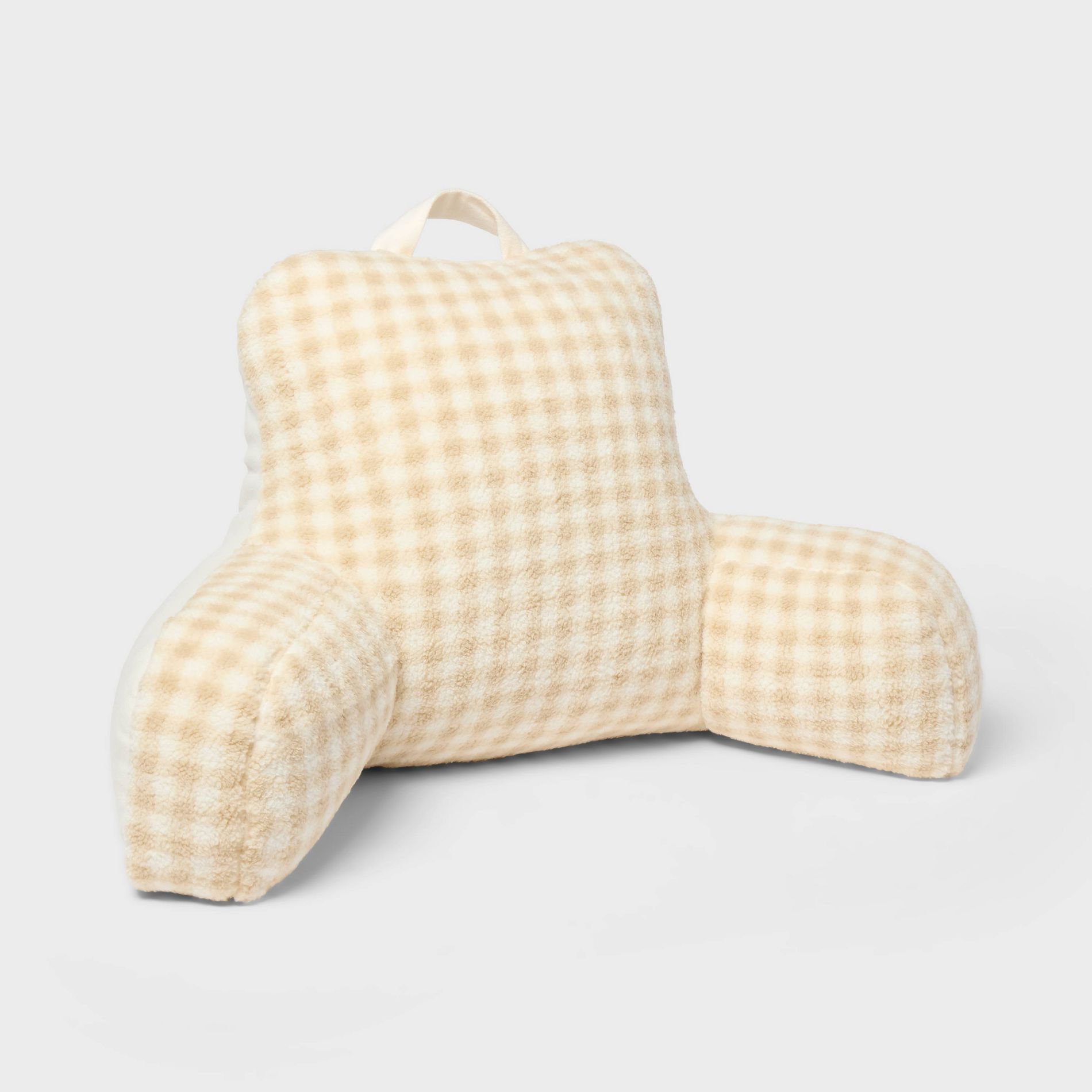 20"x20" Bed Rest Faux Shearling Gingham Pillow for Dorm - Room Essentials™