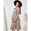Maternity V Neck Knit Ribbed Dress Casual Long Sleeve Midi Sweater Dress with Pocket Photoshoot Baby Shower - 4 of 4