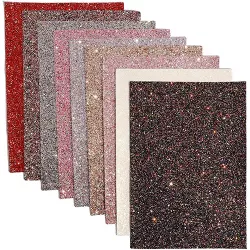 Bright Creations Glitter PU Leather Fabric Sheets (9 Pack), 9 x 13 Inches