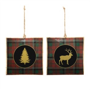Plaid Square Ornament (Set of 6) - 1 of 4