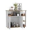 GlasFlength Kitchen Carts and Islands Rolling Kitchen Table Storage Island Mobile Buffet Server Table for Dining Room, Gray, 15.75"*39.37"*35.43" - 3 of 4