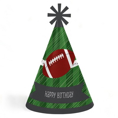 Big Dot of Happiness End Zone - Football - Cone Happy Birthday Party Hats for Kids and Adults - Set of 8 (Standard Size)