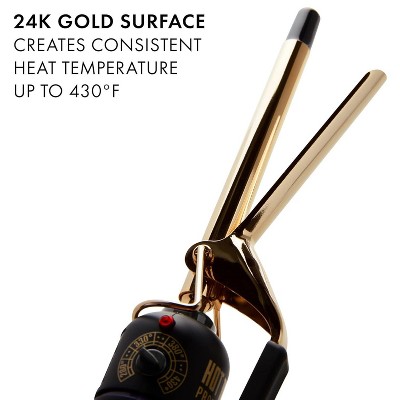 24K Gold Plated Ceramic Curling Iron with Black Handle