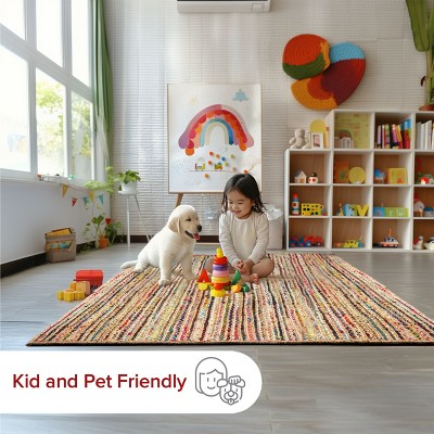 Handmade Multicolor 8x10 Cotton Jute Braided Area Rug