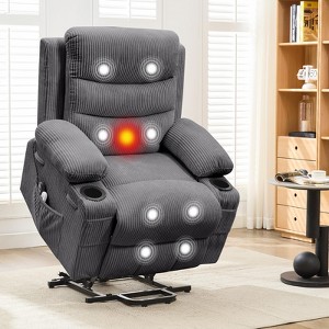 Power Lift Recliner Chair for Elderly, Oversized Electric Lift Chair with Heat and Massage, Corduroy Adjustable Recliner - 1 of 4