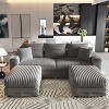 Racxily 82in Corduroy Sofa, 3-Seat Upholstered Sofa with 2 Ottomans, Grey Couches for Living Room, Convertible Sofa Lounge Chair - 2 of 4