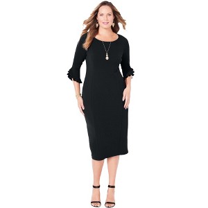 Catherines Petite Ruffle Sleeve Shift Dress - 1 of 4