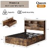 Queen Bed Frame with Storage Headboard Wooden Bed Frame with 4 Drawers Storage Bookcase and Queen Size Platform Bed with Strong Metal Support No Box - 3 of 4