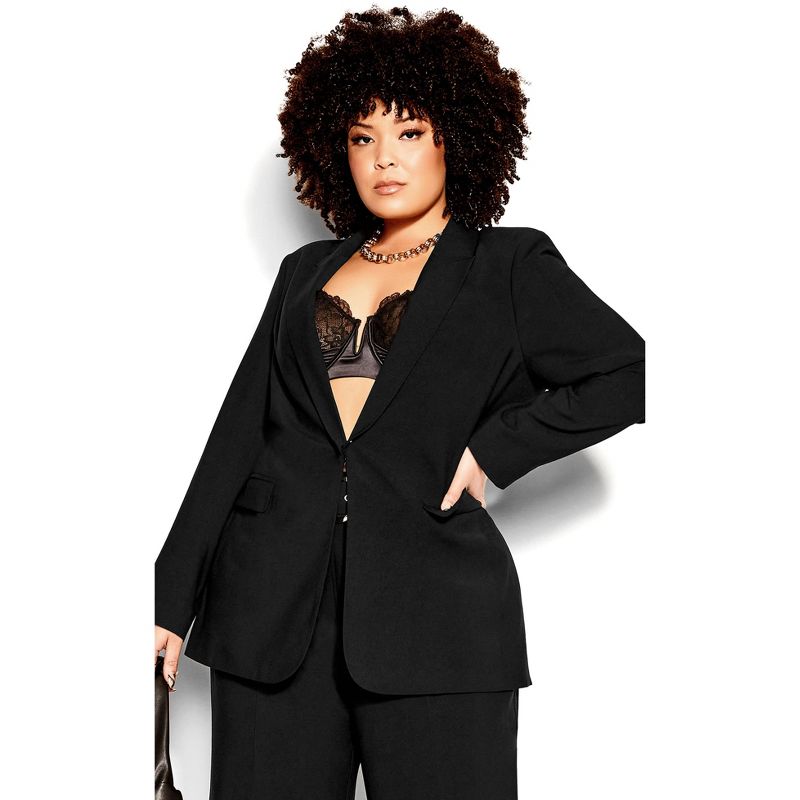 Women's Plus Size Perfect Suit Jacket - black| CITY CHIC, 1 of 4
