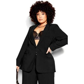 Women's Plus Size Perfect Suit Jacket - black| CITY CHIC