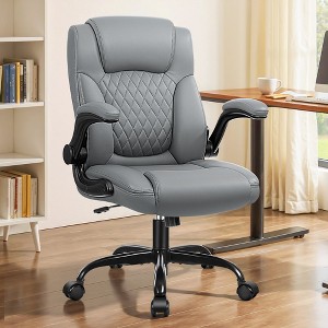 KERDOM Leather Office Chair, Big and Tall Office Chair 400LBS Wide Seat, Gray - 1 of 4