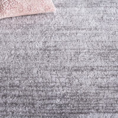 Tahoe Round Grey Shag Wool and Cotton Rug