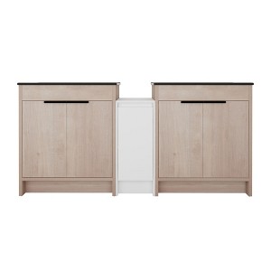 SEVOBAL Bathroom Vanities 72 Inch Freestanding Vanity with Black Ceramic Sink Soft Closing Door for Bathroom, Beige, 71.8"*18.31"*34.25" - 1 of 4