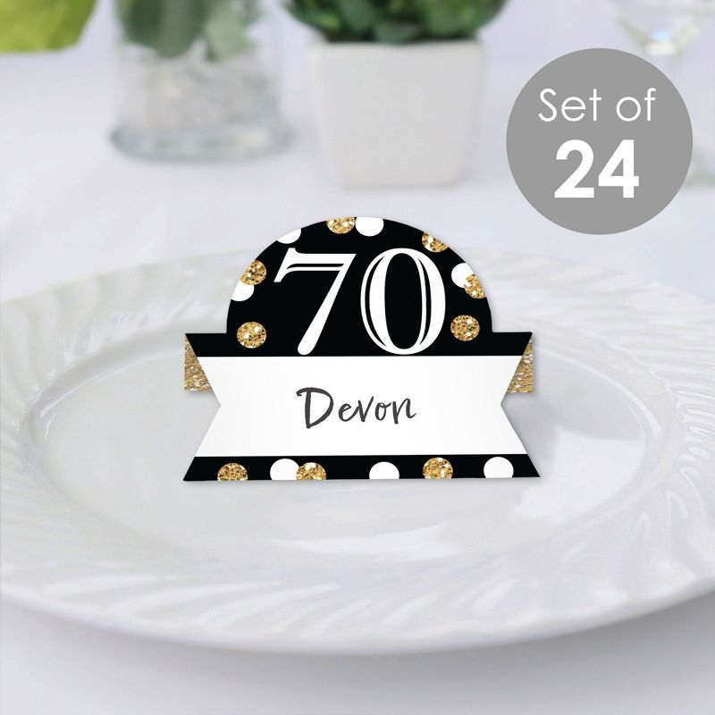 Big Dot of Happiness Adult 70th Birthday - Gold - Birthday Party Tent Buffet Card - Table Setting Name Place Cards - Set of 24, 2 of 9