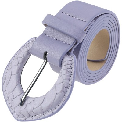 INSPIRE CHIC Women's Solid Color Retro Fashion Snake Pattern Buckle Decorative Wide Belts for Dresses