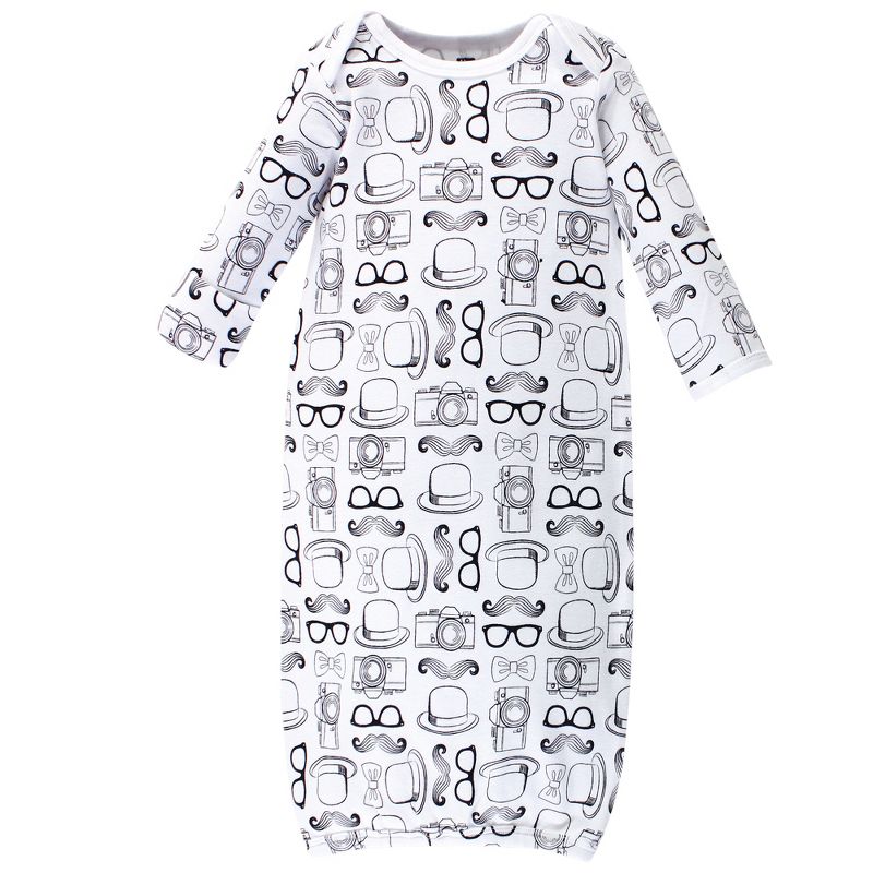 Hudson Baby Infant Boy Cotton Long-Sleeve Gowns 4pk, Mustache, 0-6 Months, 4 of 7