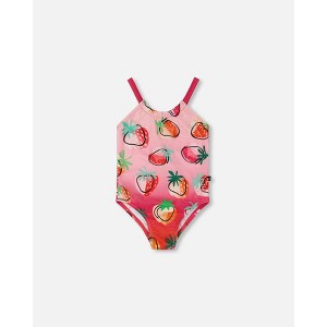 Deux par Deux Girl Printed One-Piece Swimsuit Pink Gradient Strawberry - 1 of 4