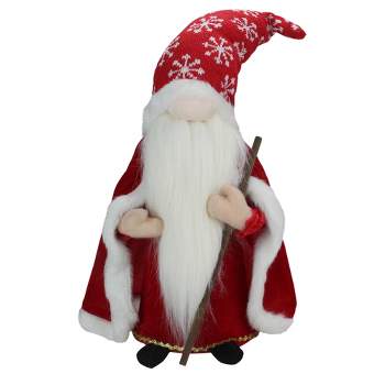 Northlight 14.5" Red and White Snowflakes Santa Gnome with Cape Christmas Figure