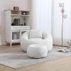 ORRD Pumpkin Shape Bean Bag Chair with Ottoman, Plush Chenille Reading Chair & Lounge Sofa with Pillow for Adults, Living Room, Bedroom，Beige - 3 of 4