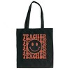 Simply Sage Market Teacher Smiley Face Wavy Canvas Tote - One Size Black - Black - 2 of 4