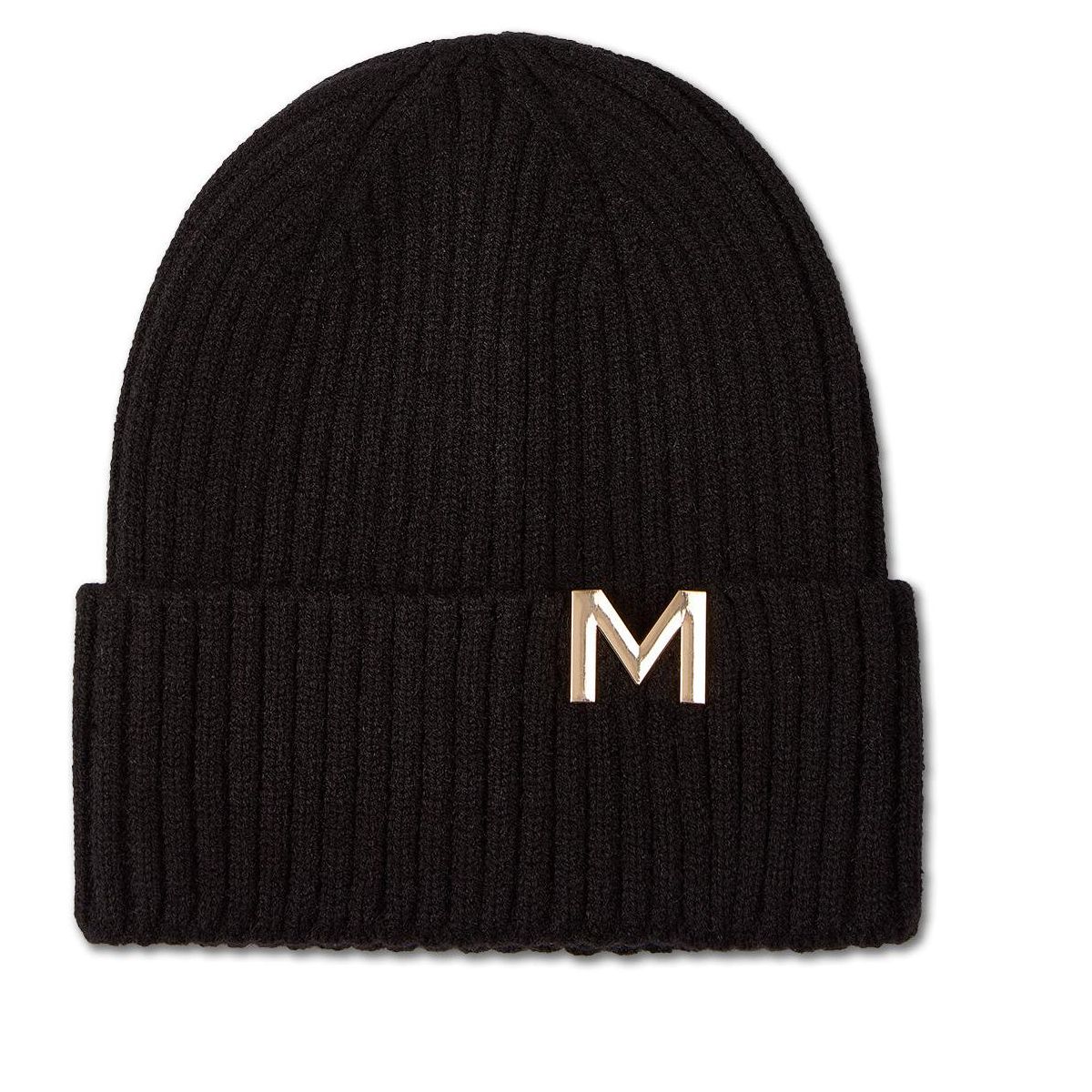 Memoi Boys Ribbed Metal M Cut-Out Design Rayon Blend Beanie - thumbnail 3