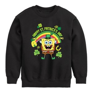 Boys' - SpongeBob Squarepants - Happy St Patricks Day Graphic Long Sleeve Fleece Sweatshirt - 1 of 4