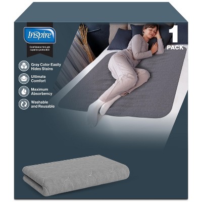 Inspire Underpads | Stain Hiding Gray - Reusable Incontinence Bed Pads Waterproof Mattress Pad (34 X 52 - 1 Pack)