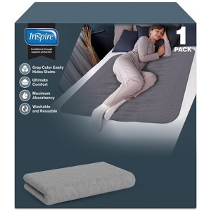 Inspire Underpads | Stain Hiding Gray - Reusable Incontinence Bed Pads Waterproof Mattress Pad (34 X 52 - 1 Pack) - 1 of 4