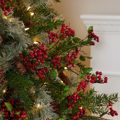 Christmas Berry Branch Spray Set Red Foam and Wire Stems for Holiday Styling – 30" by Melrose