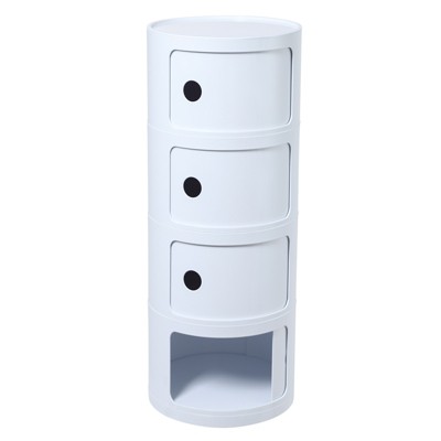 YIYIBYUS Round Nightstand, Modern Side Table, Multifunctional End Table Storage Cabinet, Green/White