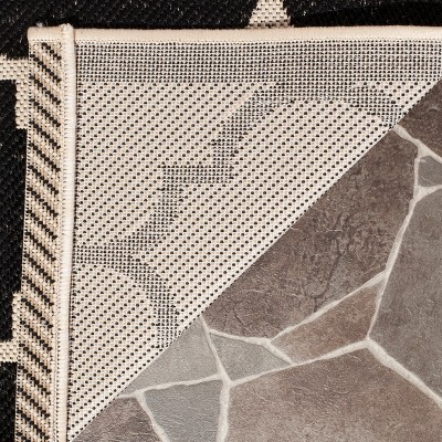 Modern Square Black Synthetic Indoor/Outdoor Area Rug