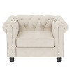 Velvet Chesterfield Chair for Living Room Accent Armhair with Deep Cushion in -Morden Fort - 4 of 4