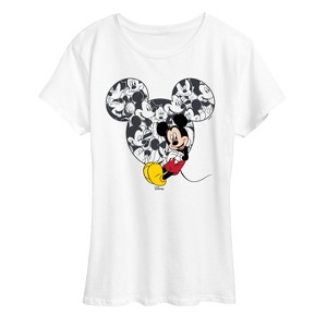 Women's - Disney - Mickey Ear Pattern Short Sleeve Graphic T-Shirt - 1 of 4