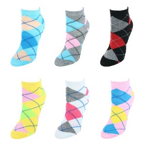 CTM Women's Argyle Low Cut Socks (6 Pair Pack) - 1 of 4