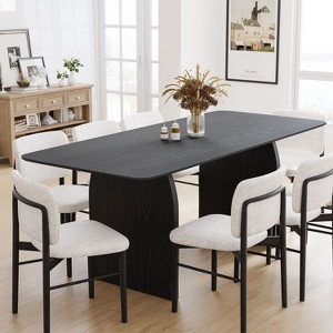 67" Farmhouse Rectangle Black Dining Table for 4-6 People with Round Arched Table Legs for Dining Room and Living Room - 1 of 4