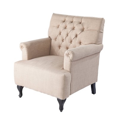 Thycoe Tufted Upholstered Armchair Oatmeal - Aiden Lane