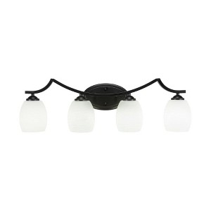 Toltec Lighting Zilo 4 - Light Vanity in  Matte Black with 5" White Linen  Shade - 1 of 1