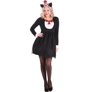 HalloweenCostumes.com X Large Women Dr. Seuss The Cat in the Hat Costume for Women., Black/Red/White - 1 of 3