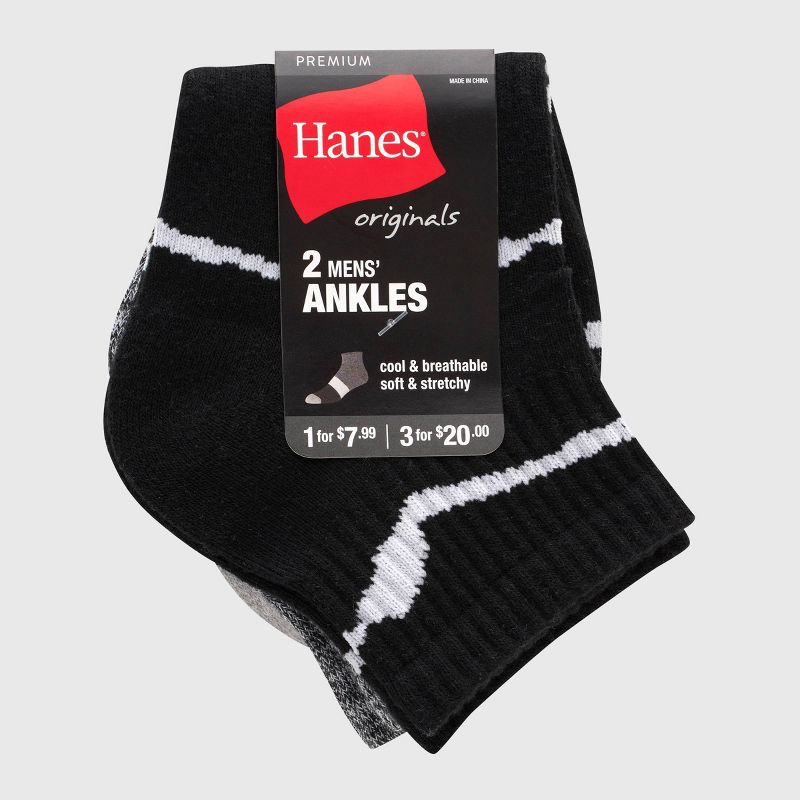Hanes Premium Men's Ankle Socks 2pk - 6-12, 3 of 4