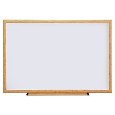 UNIVERSAL Dry Erase Board Melamine 36 x 24 Oak Frame 43619