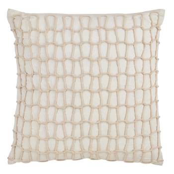 Saro Lifestyle Cotton Throw Pillow With Nautical Rope Design And Down Filling, 20", Off-White