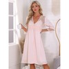 INSPIRE CHIC Women's Silky Satin Lace 3/4 Sleeve Camisole Nightgown and 3/4 Sleeve Robe Set - 2 of 4