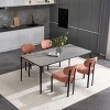NicBex Set of 2 Mid-Century Linen Dining Chairs with Rattan Back & Metal Legs, Upholstered Side Chairs for Kitchen Dining Room - 2 of 4