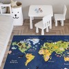 Padded Velvet Fleece Polyester Rug - Low Pile, Non-Slip, Easy-Clean, Ideal for Kids' Rooms - Antistatic, Durable - 39.5 x 59 Inches - Map - 3 of 4