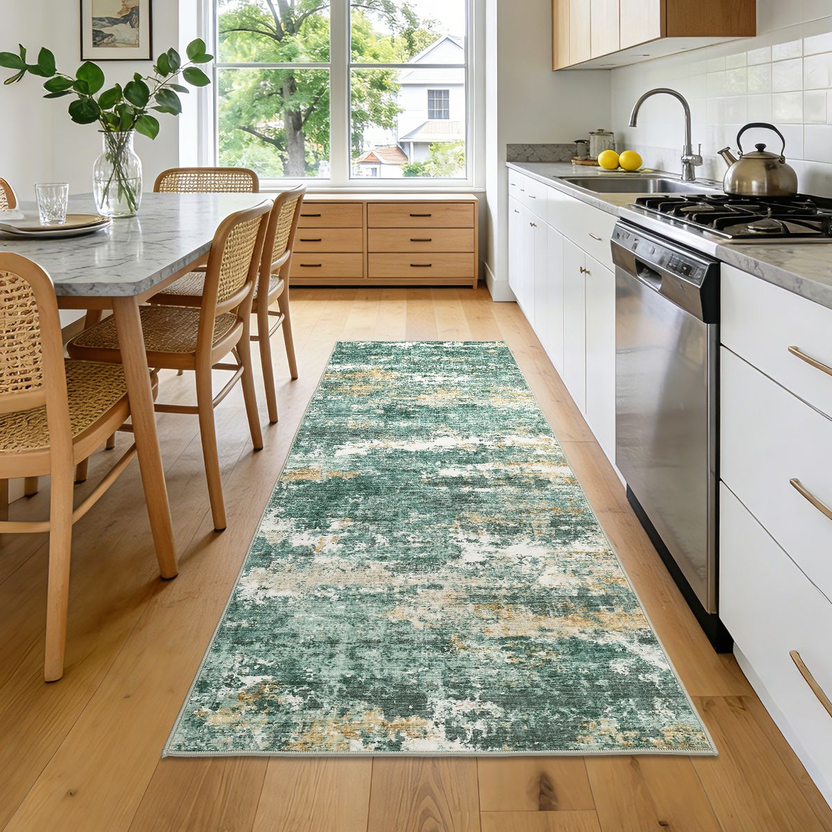 Garvee Abstract Washable Area Rug, Modern Low-Pile Stain Resistant Indoor Rugs for Living Room Bedroom, Soft Foldable Accent Rug - thumbnail 10