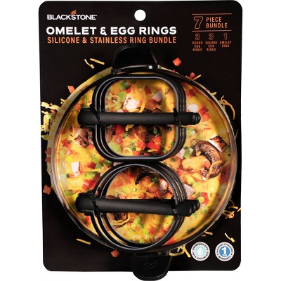 Black and Silver Stainless Steel Egg and Omelet Ring Kit