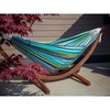 The Hamptons Collection 102” Blue and White Striped Brazilian Style Hammock with Stand - 2 of 4