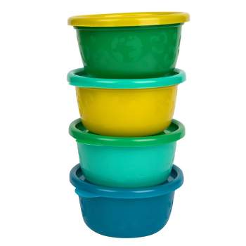 The First Years Green Grown Reusable Toddler Snack Bowls with Lids - Blue/Aqua/Yellow/Green - 4pk/8oz