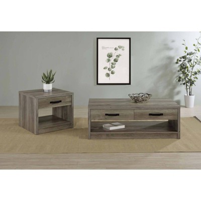 Rustic Gray Driftwood Rectangular Coffee Table with Storage